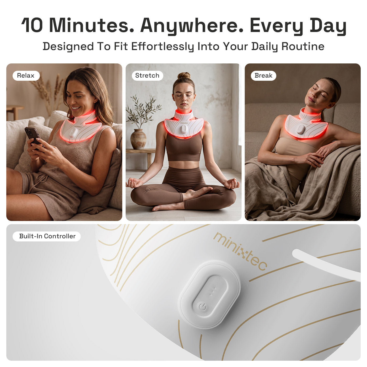 MINIXTEC NeckRenew 4-Mode Neck & Chest Red Light Therapy