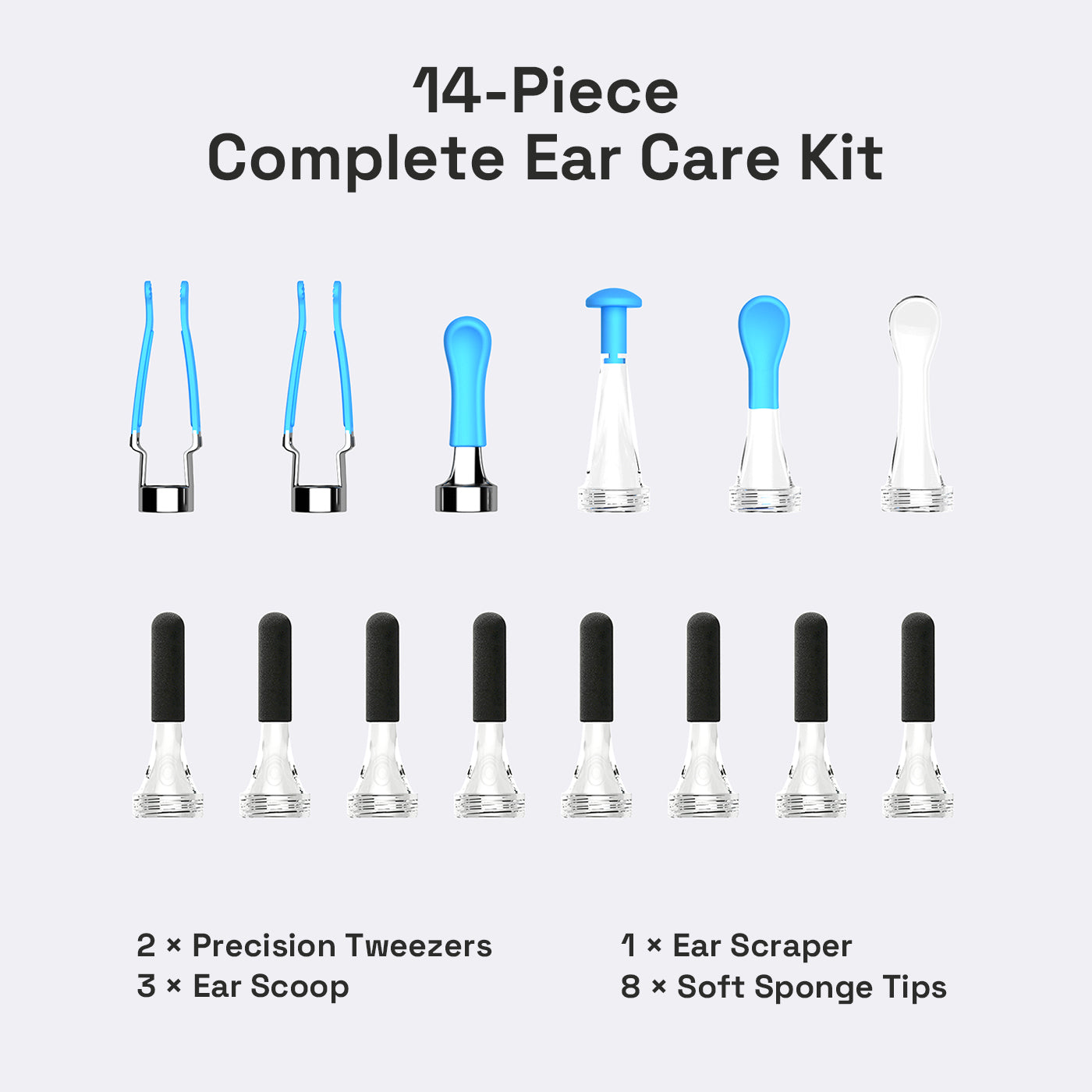 MINIXTEC EarVision Plus Accessroy: 14-Piece Complete Ear Care Kit