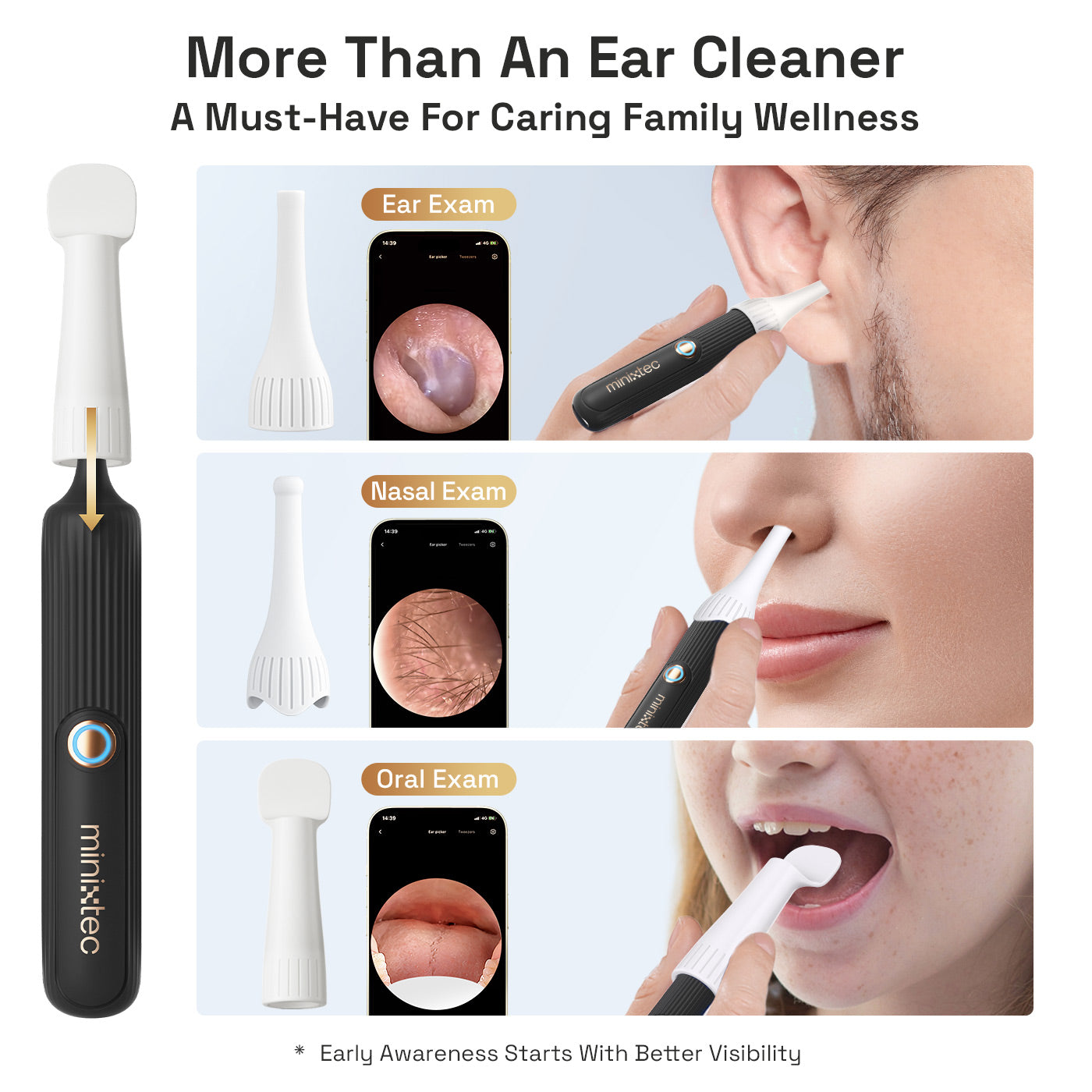 MINIXTEC EarVision Plus, Care for for Family, Narrow Ear Canals & Kids
